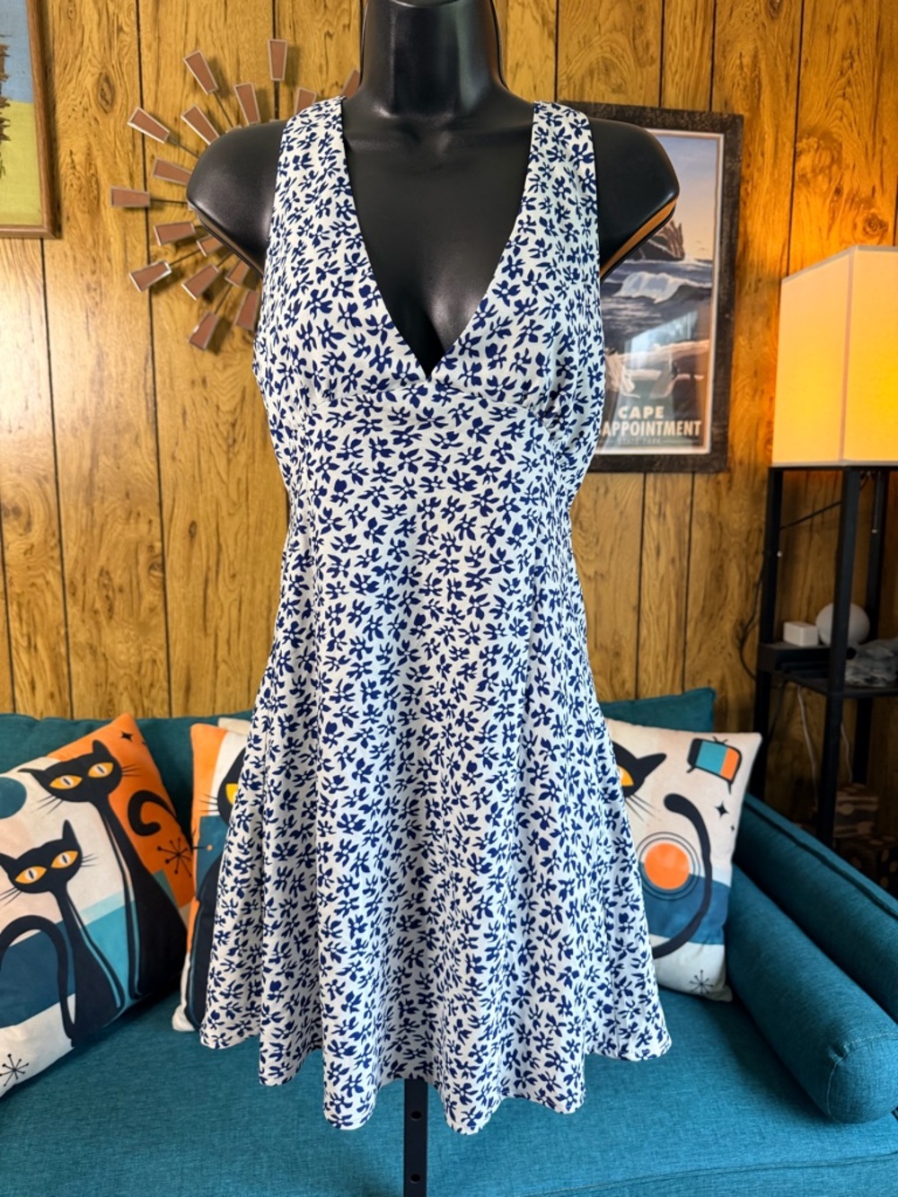 VRG GRL Floral V-Neck Fit & Flare Dress